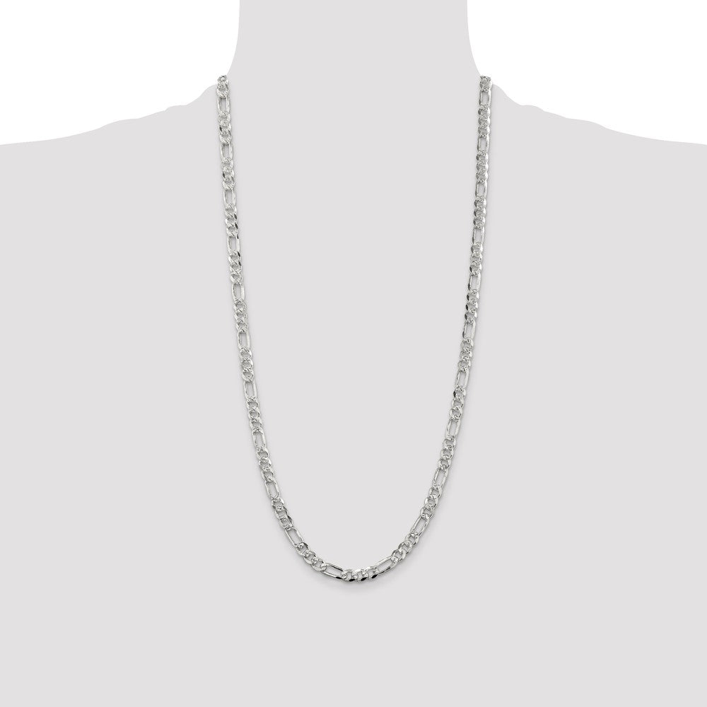 Buy Stylish 5.5mm Pave-Set Flat Figaro Chain in High-Quality Sterling Silver