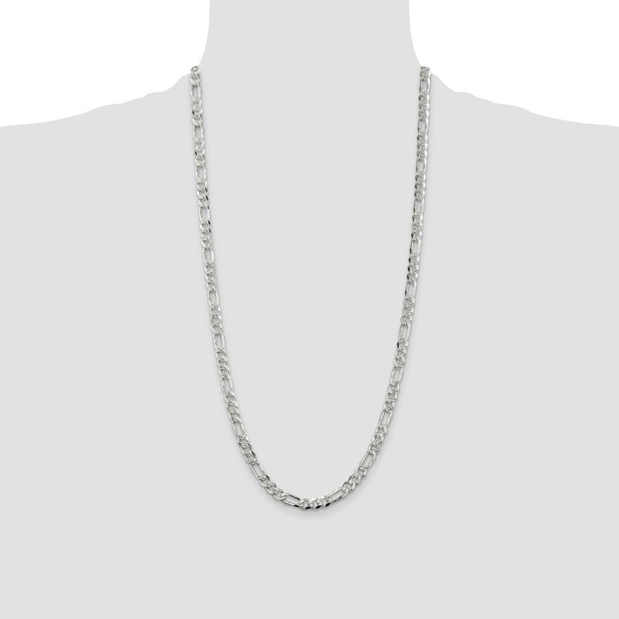 Buy Stylish 5.5mm Pave-Set Flat Figaro Chain in High-Quality Sterling Silver-4