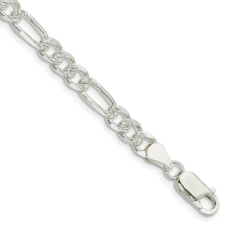 Buy Stylish 5.5mm Pav Flat Figaro Chain Necklace in High-Quality Sterling Silver