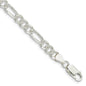 Buy Stylish 5.5mm Sterling Silver Flat Figaro Chain with Pav Design-2