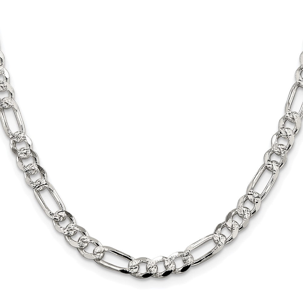 Buy Stylish Rhodium-Plated Sterling Silver 5.5mm Figaro Chain - Affordable Luxury