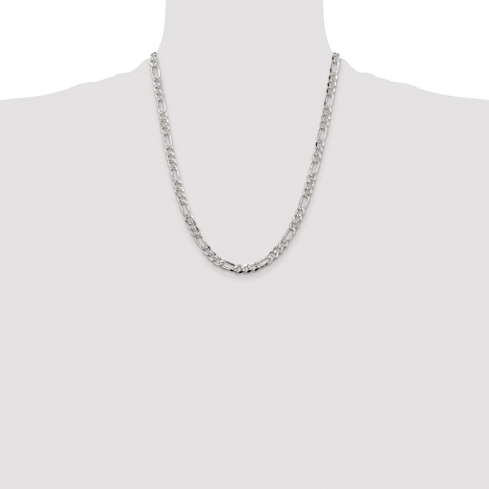 Buy Stylish Rhodium-Plated Sterling Silver 5.5mm Figaro Chain - Affordable Luxury