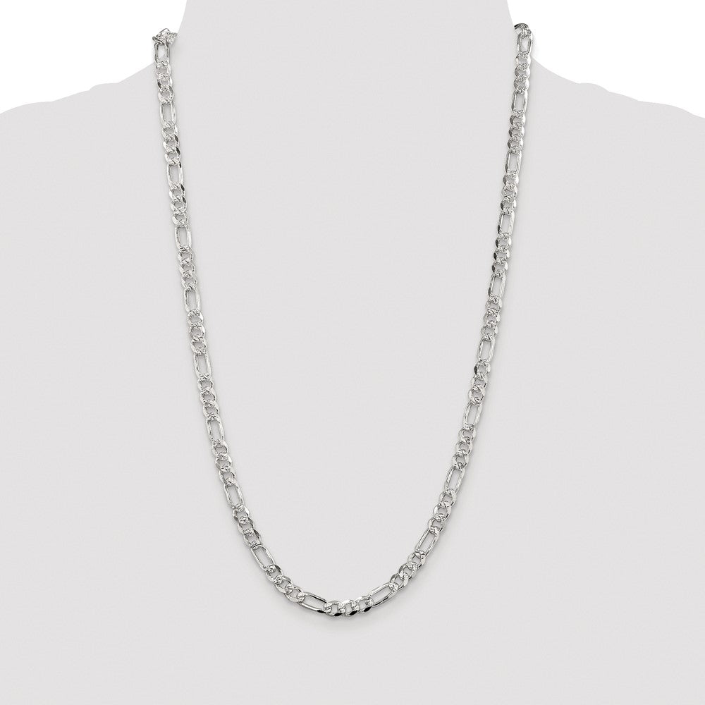 Buy Stylish Rhodium-Plated Sterling Silver 5.5mm Figaro Chain - Affordable Luxury!