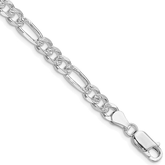 Buy Stylish Rhodium-Plated Sterling Silver 5.5mm Pav Flat Figaro Chain