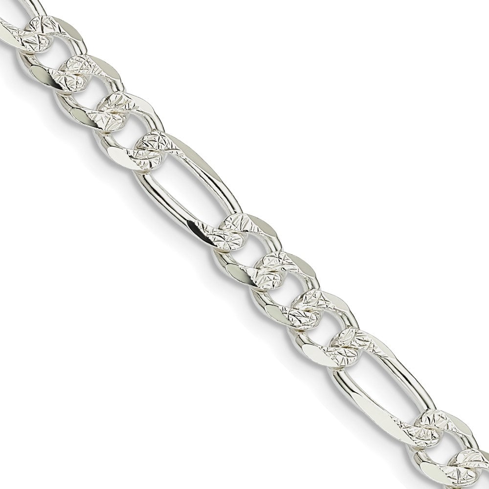 Exclusive 5.5mm Pav Flat Figaro Chain Necklace in Sterling Silver - Stylish Value!