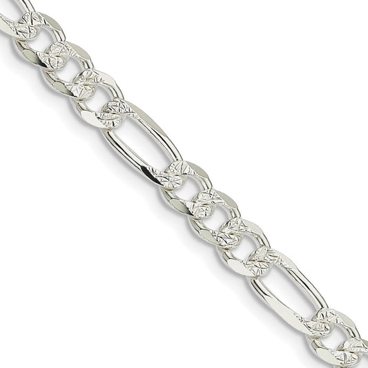 Exclusive 5.5mm Pav Flat Figaro Chain Necklace in Sterling Silver - Stylish Value!