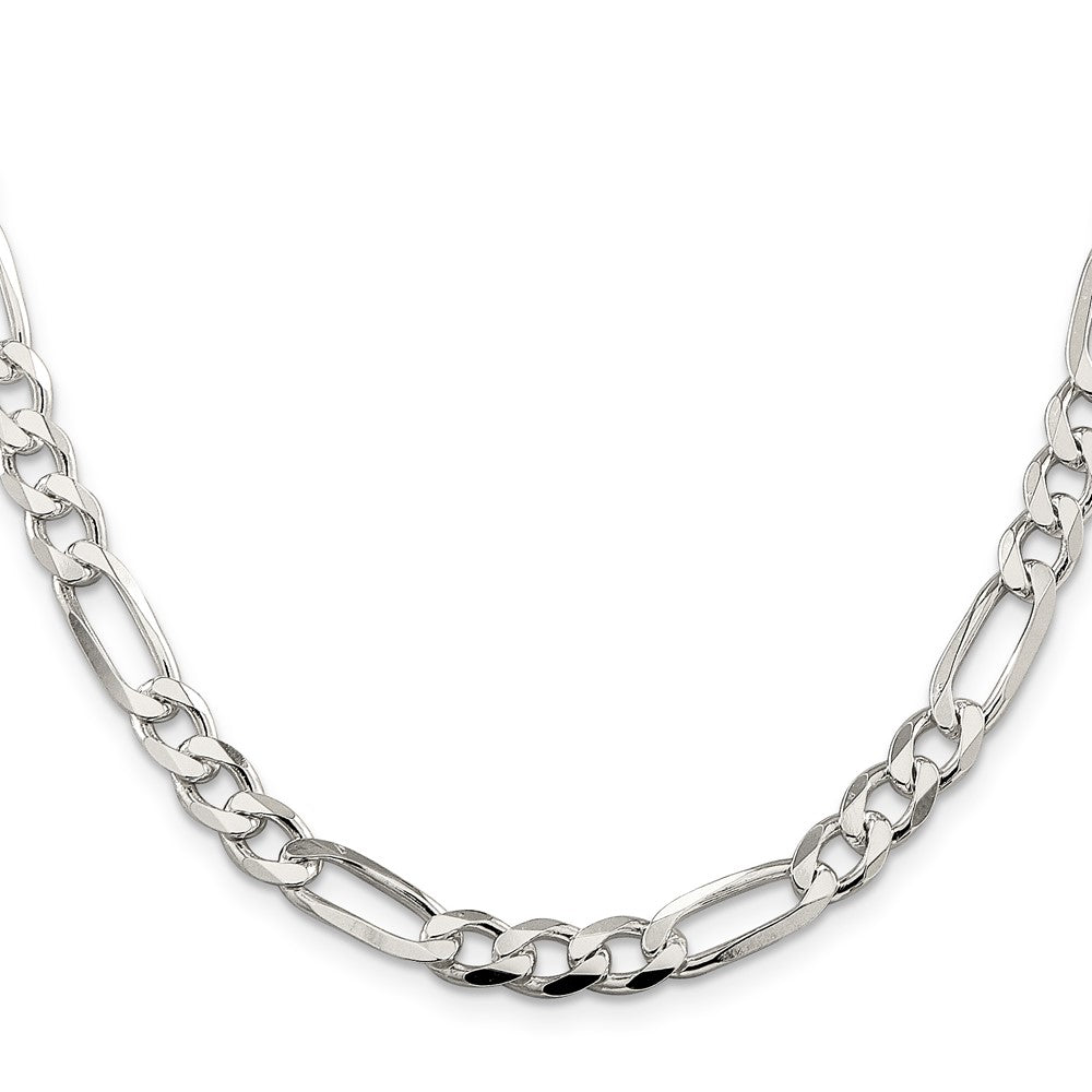 High-Quality 7.0mm Pav Flat Figaro Chain Necklace in Sterling Silver | Stylish Value