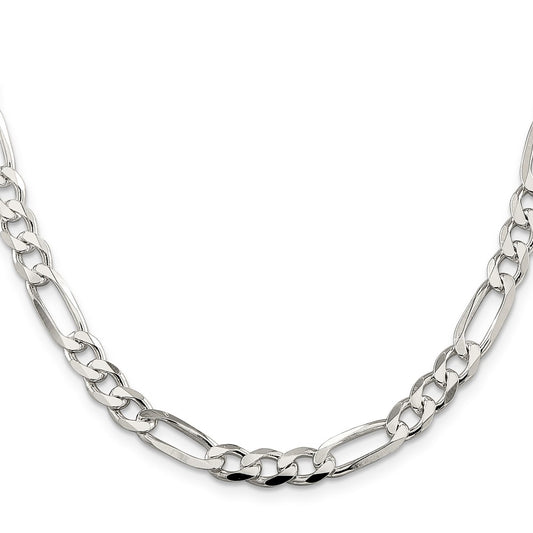 High-Quality 7.0mm Pav Flat Figaro Chain Necklace in Sterling Silver | Stylish Value