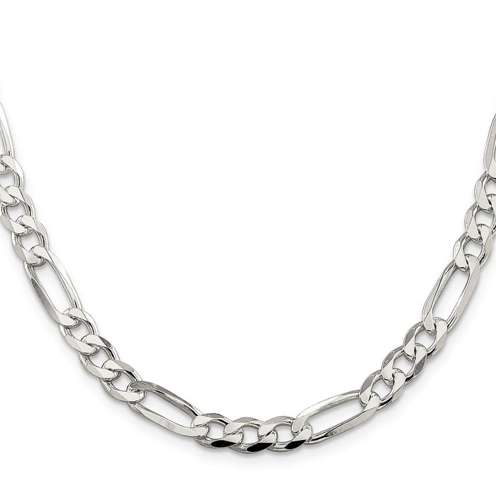 High-Quality 7.0mm Pav Flat Figaro Chain Necklace in Sterling Silver | Stylish Value-2