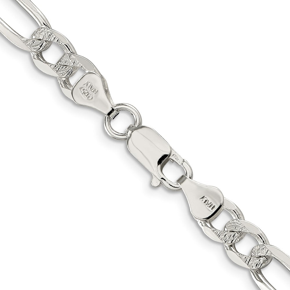 High-Quality 7.0mm Pav Flat Figaro Chain Necklace in Sterling Silver | Stylish Value
