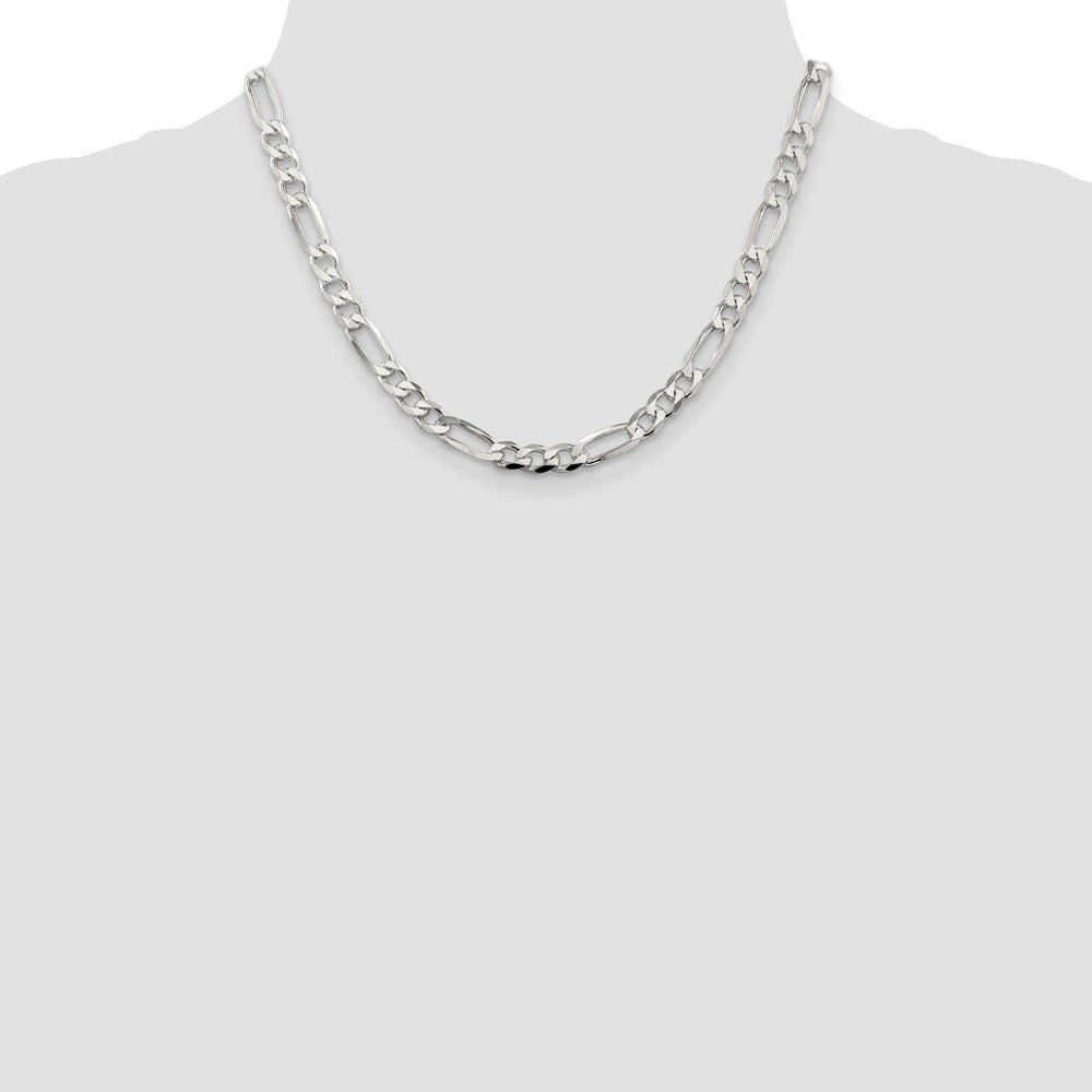 Buy Stylish 7.0mm Sterling Silver Flat Figaro Chain with Pav Design