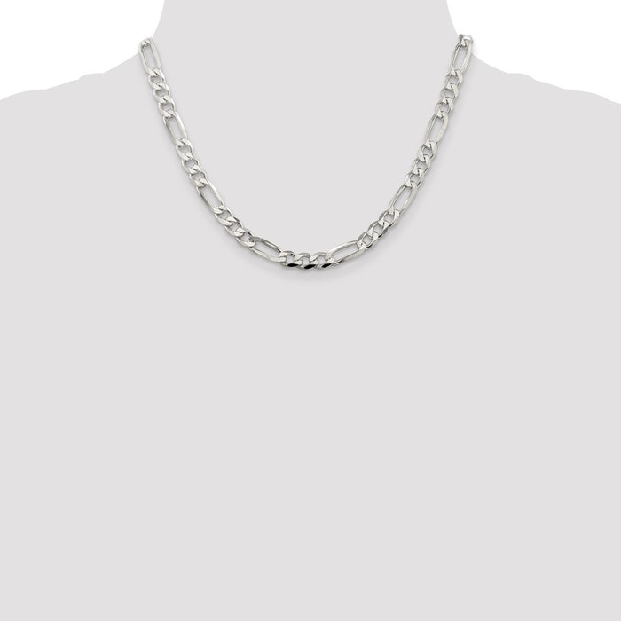 Buy Stylish 7.0mm Sterling Silver Flat Figaro Chain with Pav Design-4