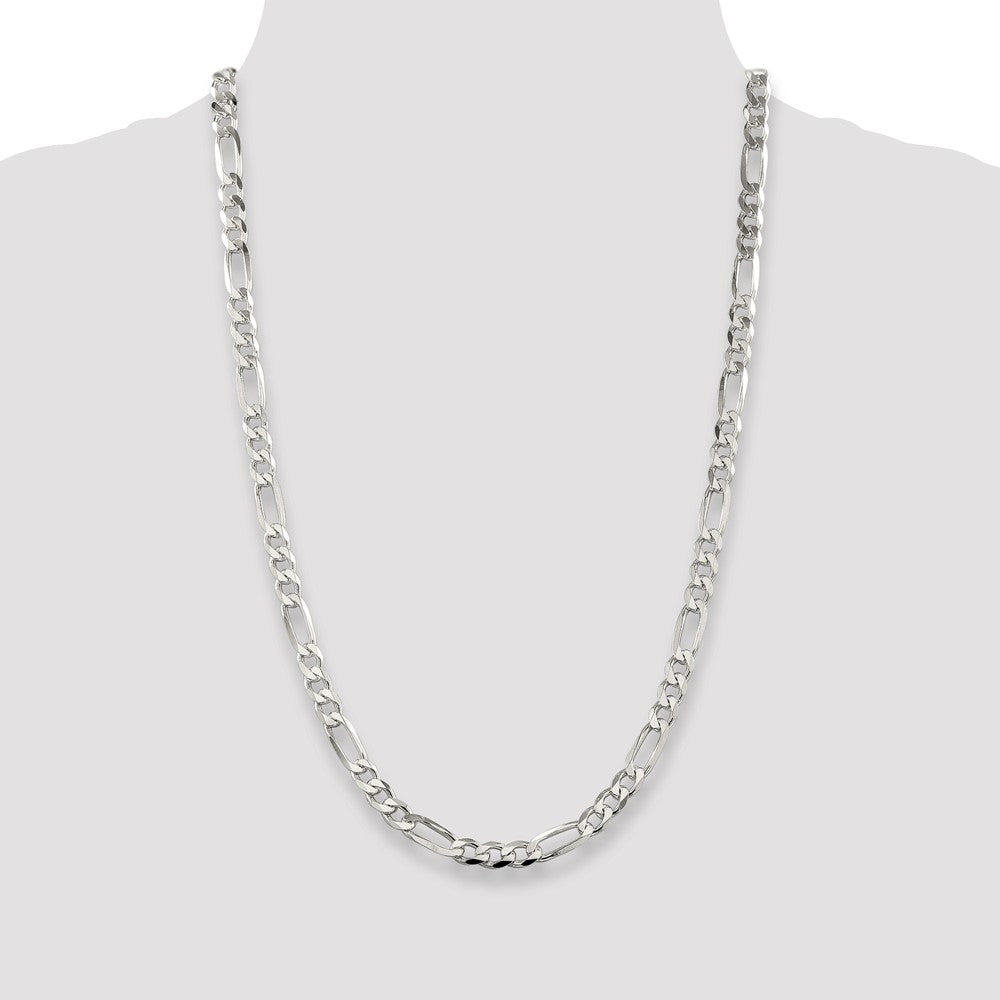 Buy Stylish 7.0mm Flat Figaro Sterling Silver Chain with Pav Design