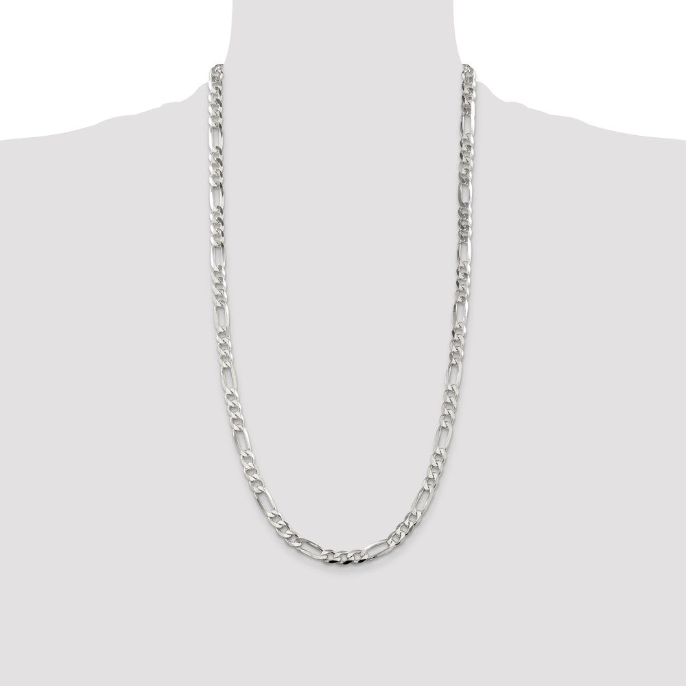 Buy Stylish 7.0mm Sterling Silver Flat Figaro Chain with Pav Design