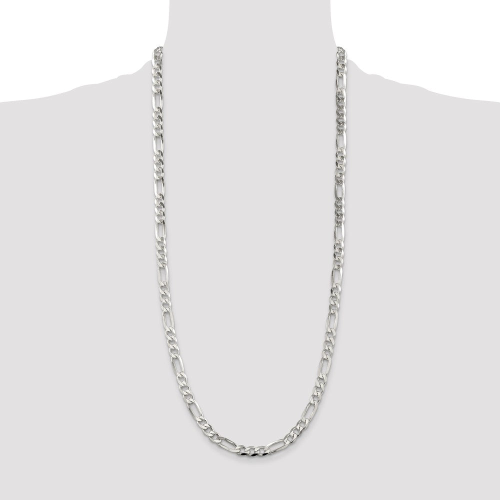 Exclusive 7.0mm Sterling Silver Flat Figaro Chain with Pav Design - Stylish Value!
