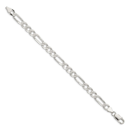 Buy Stylish 7.0mm Sterling Silver Flat Figaro Chain with Pav Design