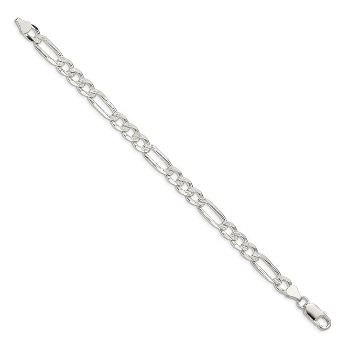 Buy Stylish 7.0mm Sterling Silver Flat Figaro Chain with Pav Design-2