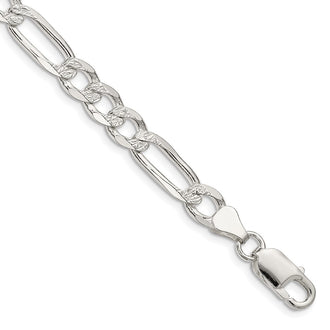 Buy Stylish 7.0mm Sterling Silver Flat Figaro Chain with Pav Design