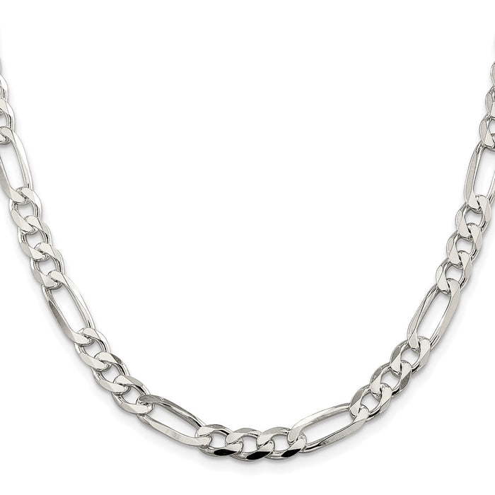 Buy Stylish Rhodium-Plated Sterling Silver 6.75mm Pav Figaro Chain-2
