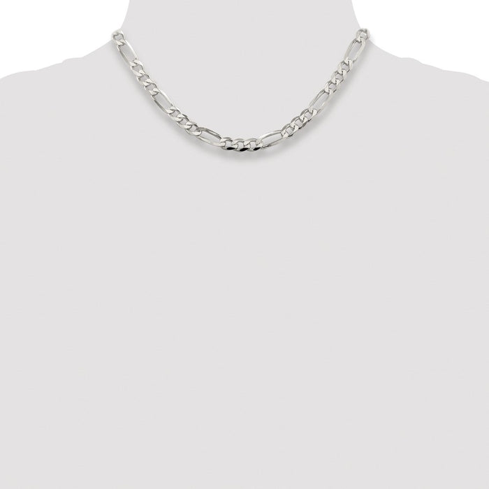 Buy Exclusive Rhodium-Plated Sterling Silver 6.75mm Pav Figaro Chain - Stylish Value!-4