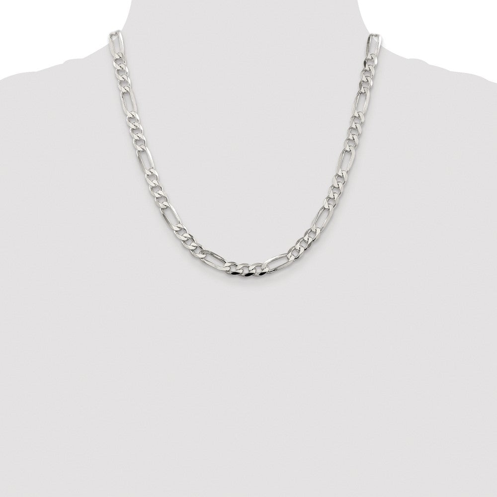 Buy Stylish Rhodium-Plated Sterling Silver 6.75mm Figaro Chain - Luxury Value