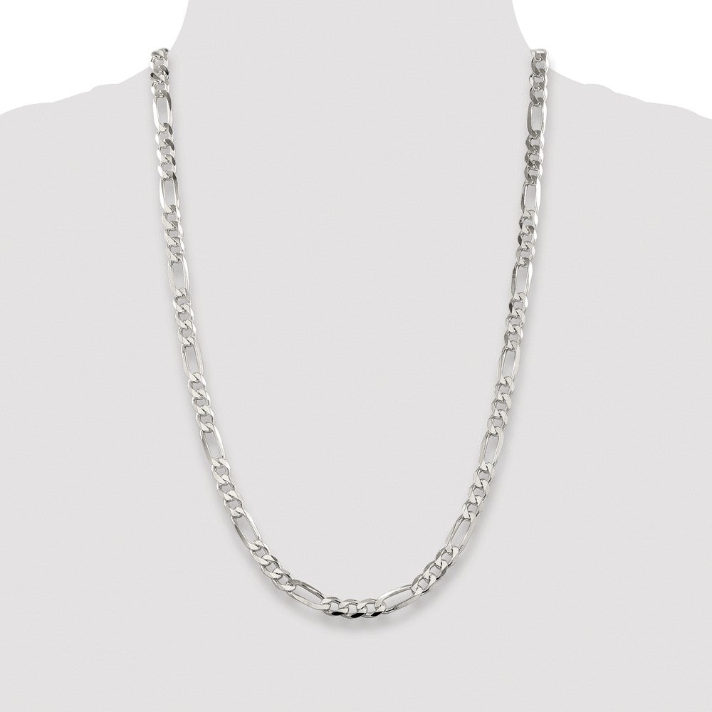 Buy Stylish Rhodium-Plated Sterling Silver 6.75mm Pav Figaro Chain - Affordable Price!