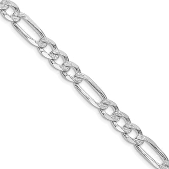 Buy Exclusive Rhodium-Plated Sterling Silver 6.75mm Pav Figaro Chain - Stylish Value!