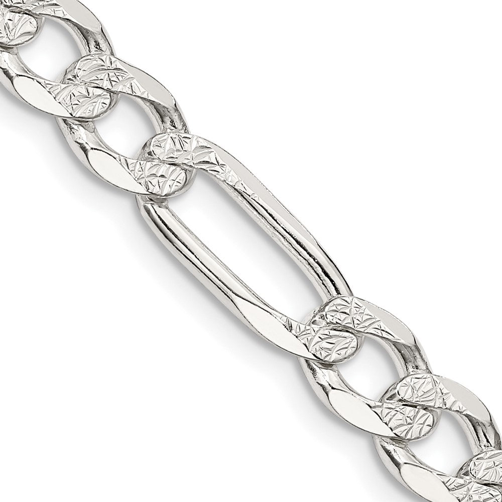 High-Quality 7.0mm Pav Flat Figaro Chain Necklace in Sterling Silver | Stylish Value