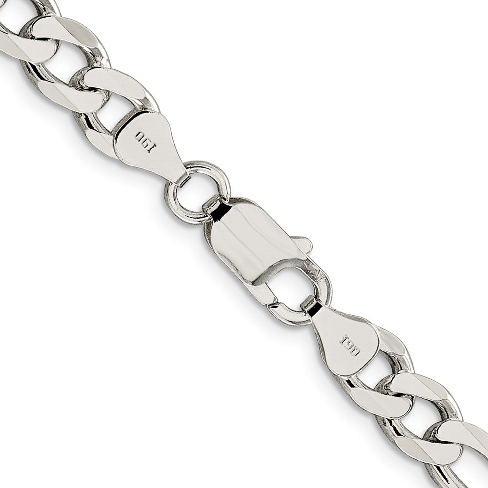 Buy Stylish 7.25mm Pav Flat Figaro Chain Necklace in Sterling Silver