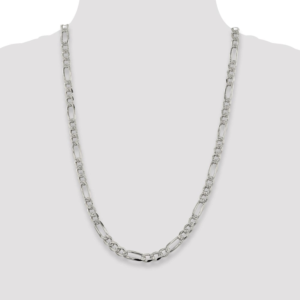Buy Exclusive 7.25mm Pav Flat Figaro Chain in Sterling Silver - Stylish Value!