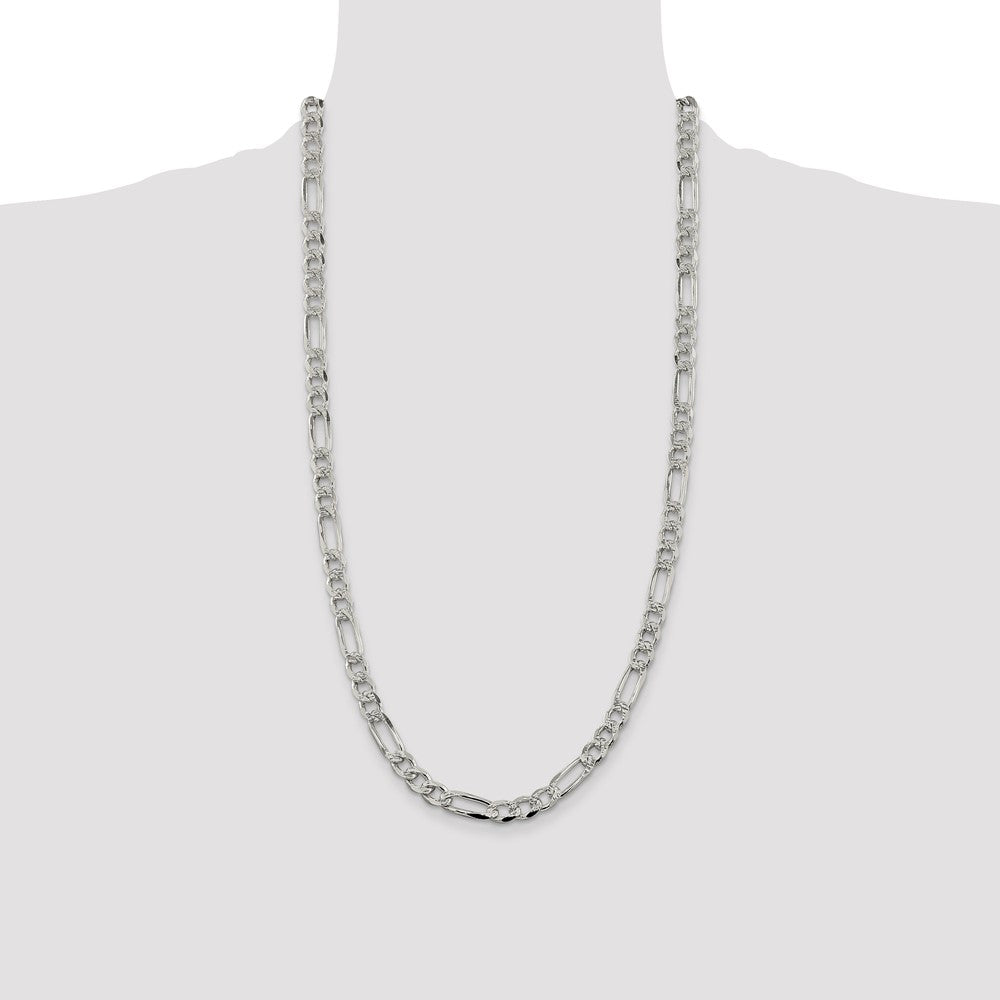 Buy Stylish Sterling Silver 7.25mm Pave-Style Figaro Chain - Luxury Value!