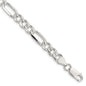 Buy Stylish 7.25mm Pave-Set Flat Figaro Chain in High-Quality Sterling Silver-1