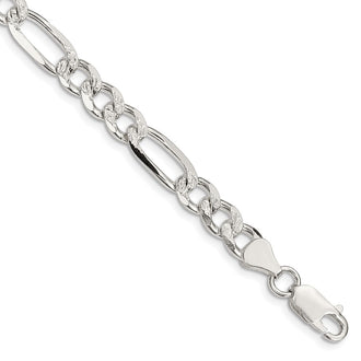 Buy Stylish 7.25mm Pave-Set Flat Figaro Chain in High-Quality Sterling Silver