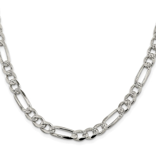 Exclusive Rhodium-Plated Sterling Silver 7.25mm Figaro Chain - Stylish Value