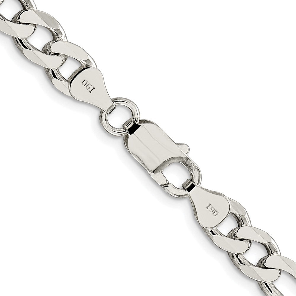 Buy Rhodium-Plated Sterling Silver 7.25mm Pav Flat Figaro Chain - Stylish Value!