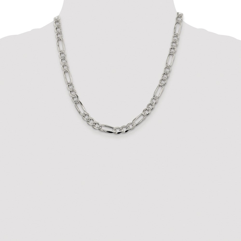 Exclusive Rhodium-Plated Sterling Silver 7.25mm Figaro Chain - Stylish Value