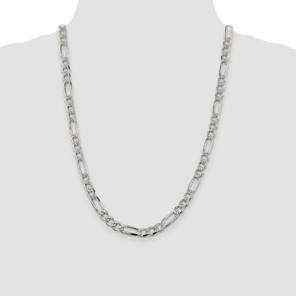 Exclusive Rhodium-Plated Sterling Silver 7.25mm Figaro Chain - Stylish Value!