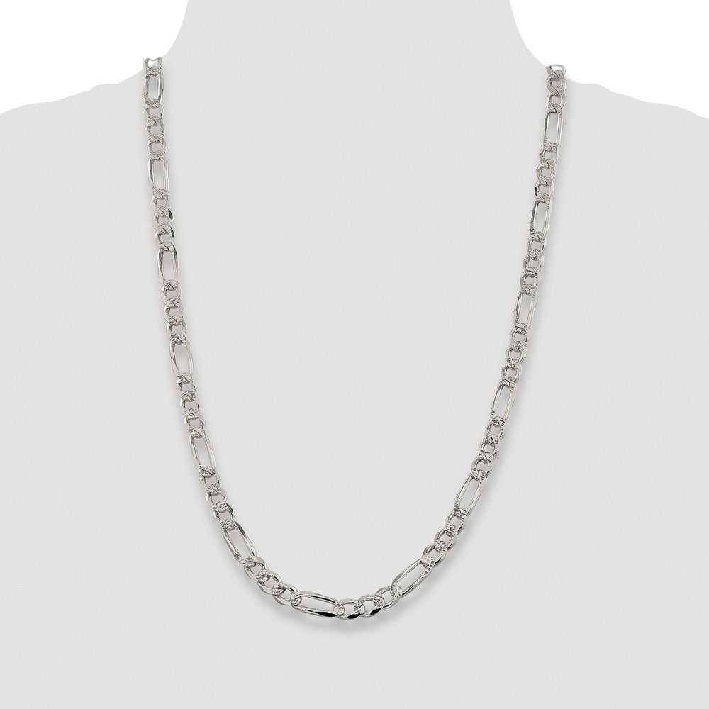 Buy Stylish Rhodium-Plated Sterling Silver 7.25mm Pav Flat Figaro Chain