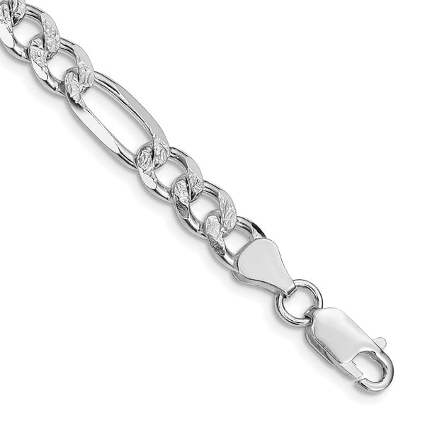 Rhodium-Plated Sterling Silver 7.25mm Pavé Flat Figaro Chain - Style GR1-1030329