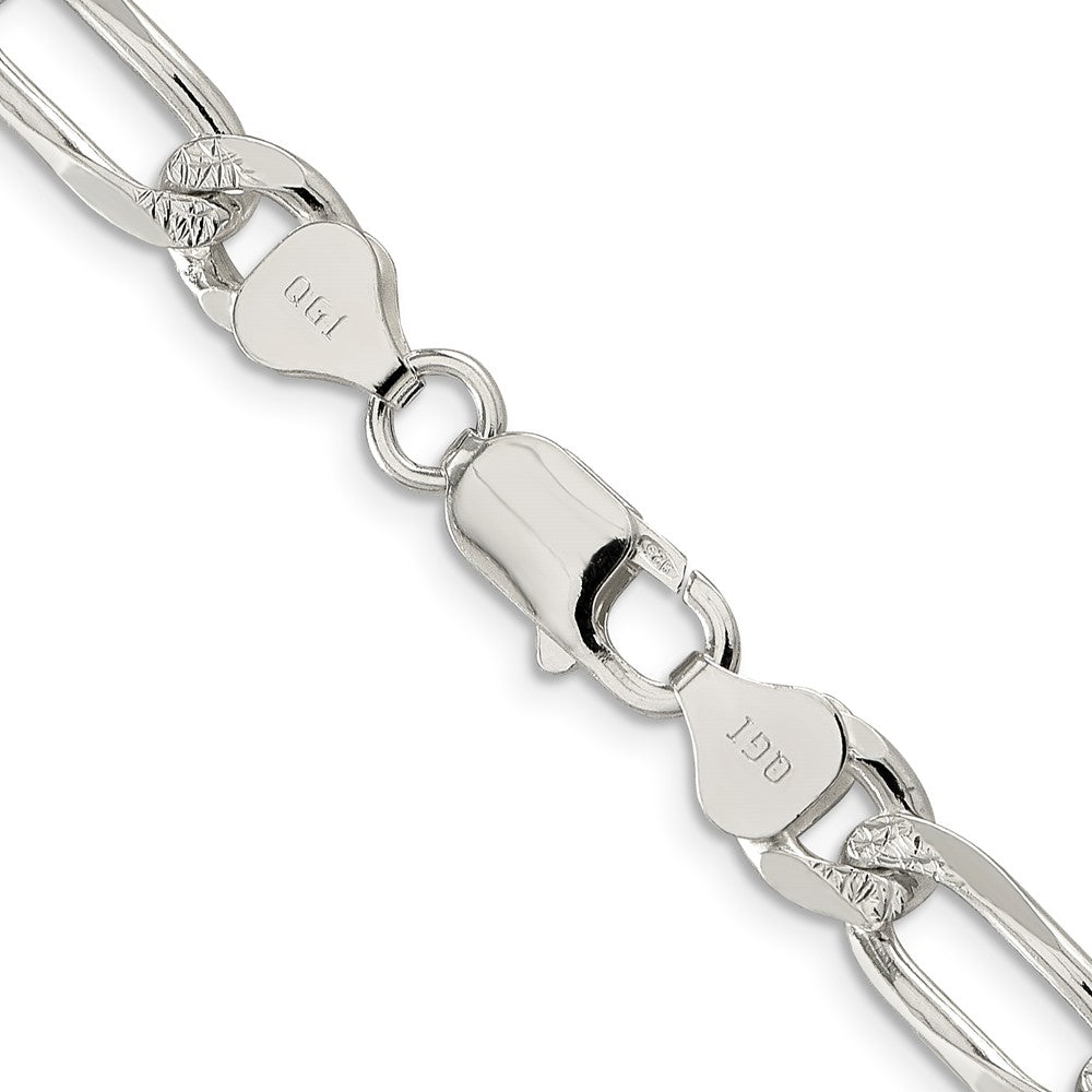 Buy Designer 8mm Sterling Silver Pave Flat Figaro Chain - Stylish & Affordable