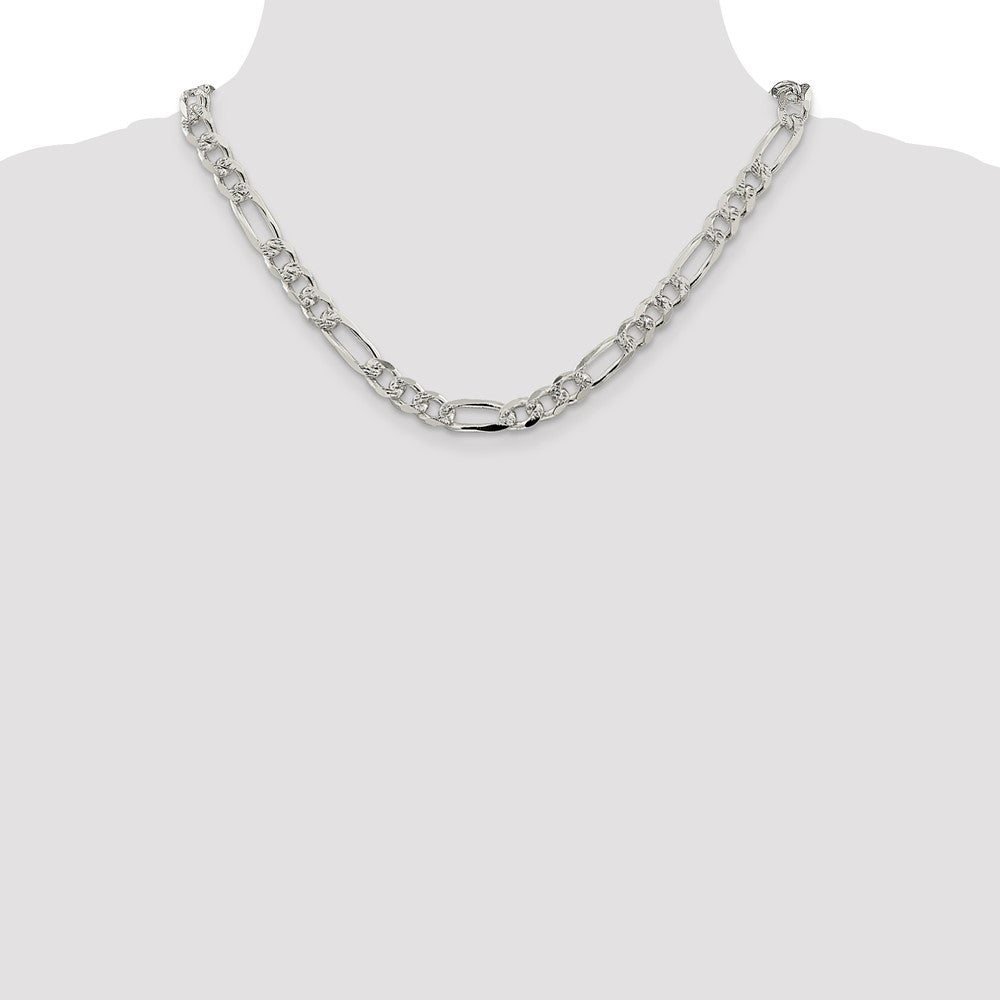 Buy Exclusive 8mm Sterling Silver Flat Figaro Chain with Stylish Pav Design