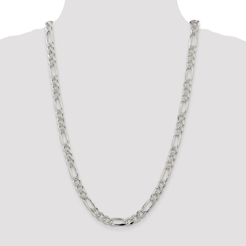 Exclusive 8mm Sterling Silver Flat Figaro Chain with Pav Design - Stylish Value!