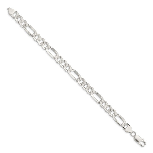 Buy Exclusive 8mm Flat Figaro Sterling Silver Chain with Pav Design
