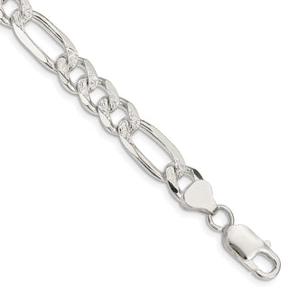 Buy Exclusive 8mm Flat Figaro Sterling Silver Chain with Pav Design