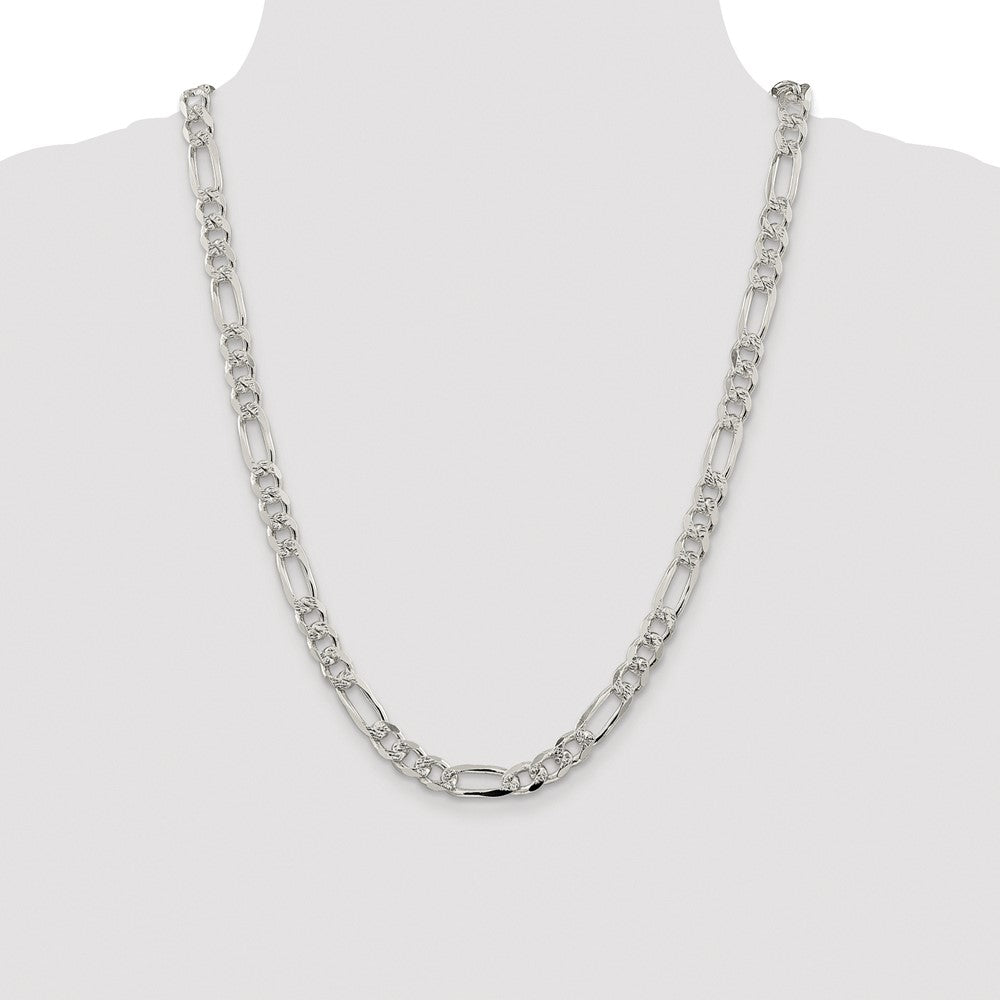 Buy Exclusive 8mm Rhodium-Plated Sterling Silver Figaro Chain at Affordable Price