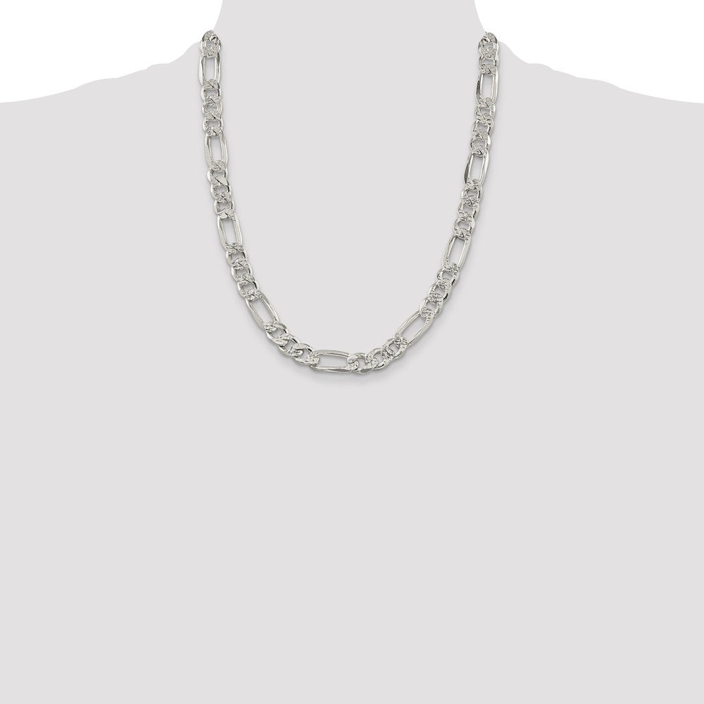 Buy Exclusive 9.5mm Pav Flat Figaro Chain in High-Quality Sterling Silver