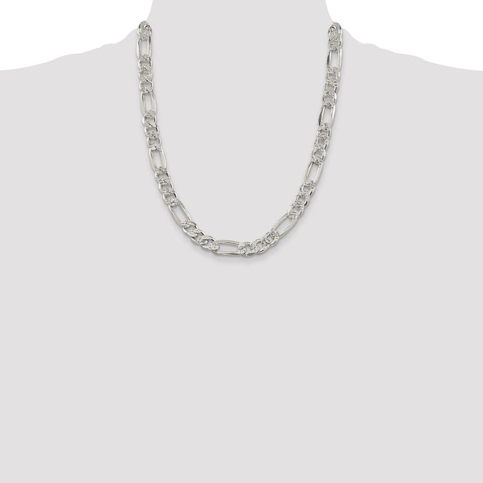 Buy Exclusive 9.5mm Pav Flat Figaro Chain in High-Quality Sterling Silver-4