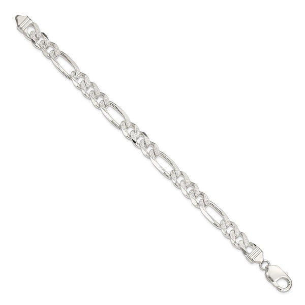 9.5mm Pavé Flat Figaro Chain in Sterling Silver