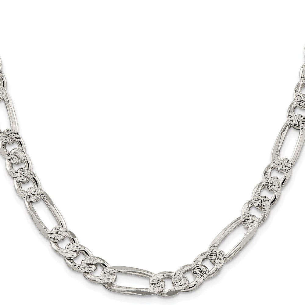 Buy Stylish Rhodium-Plated Sterling Silver 9.5mm Pav Figaro Chain - Affordable Luxury!