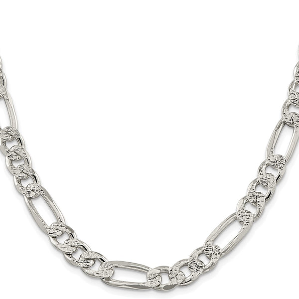 Rhodium-Plated Sterling Silver 9.5mm Figaro Chain
